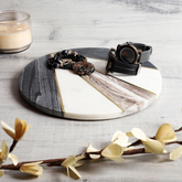 Luxury Geometric Marble Serving Board  Elegant Round Cheese & Snack Platter